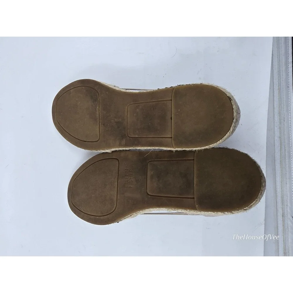Eileen Fisher Vanilla Printed Suede Lee Espadrille Flats Shoes Size 8